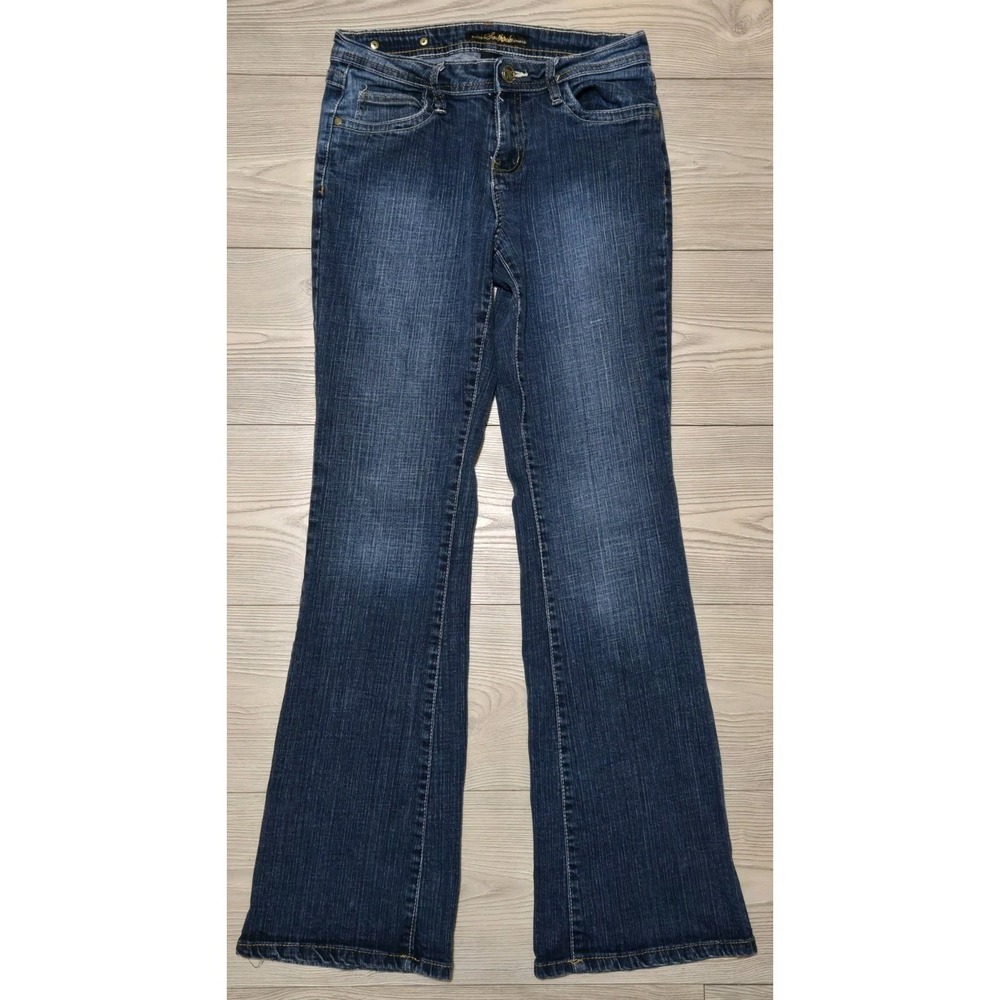 Southpole Jeans Womens 5 Blue Denim Flare Leg Y2K Embellished Jewel